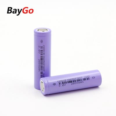 China Toys BayGo 3.6V Volt Li-ion High Power Battery Cells Lithium Ion Battery 2600mAh 18650 Li Battery Cell For Home Appliances for sale