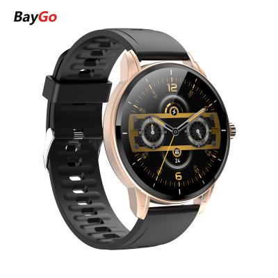 China Hot Selling Gold Ip67 BayGo Amazon APP Control Champagne 200mAh Heart Rate ECG Waterproof Black Gray Health Monitor Smart Watch for sale