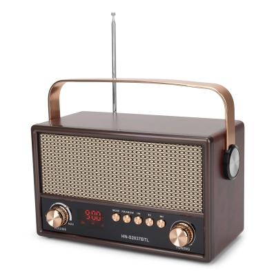 China Usb port/TF card Vofull factory sell new design AM FM display 30 stations outside Europe portable classic design wooden radio for sale