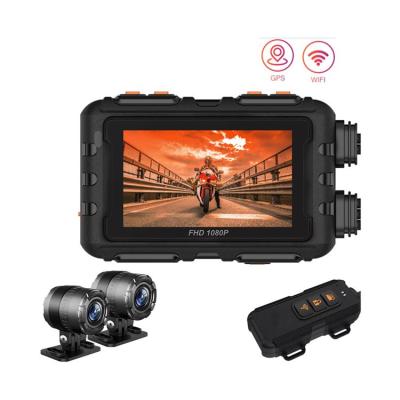 China New Design HD 1080P Mini Dual Camera Motorcycle Dash Cam DVR Wide Angle IP67 Camera Waterproof With Wifi GPS for sale