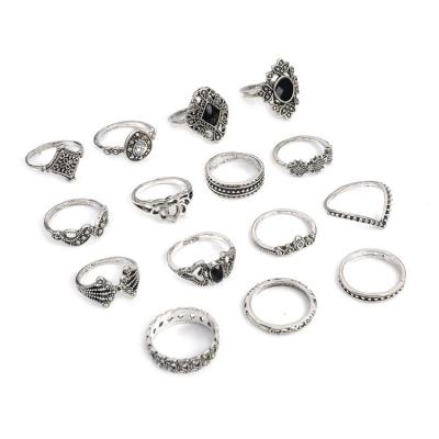 China Hot Sale CLASSIC 31pcs Vintage Cheap Vintage Boho Silver Knuckle Crystal Rings Jewelry Set For Women Stackable for sale