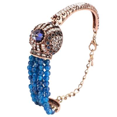 China Fashion Vintage Court Romantic Bracelet With Crystal For Women Jewelry Middle East Style Indian Bangle Luxury Jewelry For Wedding for sale