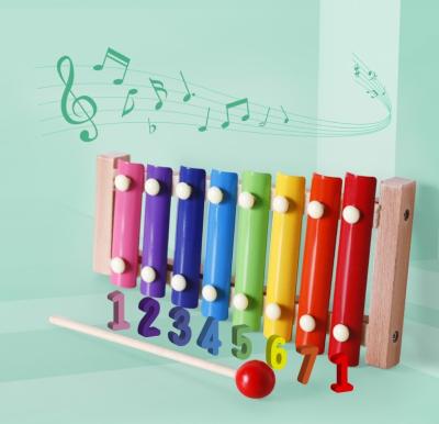 China Wholesales Eco - Friendly Wooden Striking Harp 8 Piano Sound Musical Instrument Set Toys For Children for sale