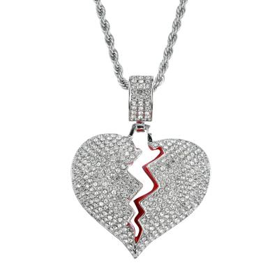 China OEM Fashion Alloy Personality Heartbreak Shape Male And Female Couple Pendants Hip Hop Necklace for sale