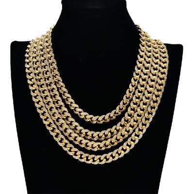 China Hot Selling 12mm Lead Free Men's Hip Hop Cuban Link Chain Necklace Iced Out CZ Cuban Link Chain Necklace for sale