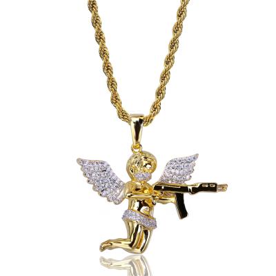 China 2021 New Arrivals Hip Hop Lead Free Gold Plated Guardian Cupid Angel Baby Pendant Necklace for sale