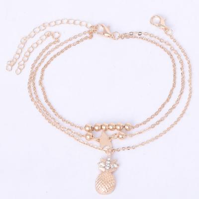 China Latest New Star Simple Lead Free Bead Anklet Chain Beach Pineapple Anklet Set For Female for sale