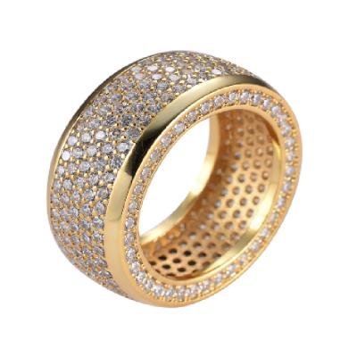 China Best Selling OEM Hip Hop Ring Iced Out CZ 18k Gold Plated For Mens Rapper Finger Ring Mens Jewelry for sale