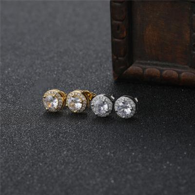 China New Created White Zircon Stud Lead Free Fashion Zircon Stud Earrings Hip Hop Round Stud Earrings for sale