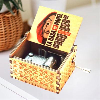 China OEM Box La Casa De Papel Bella Ciao Hand Cranked Wooden Music for sale