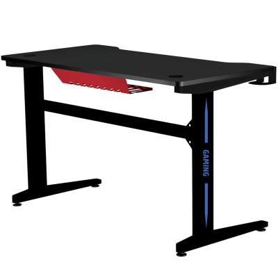 China Motorized Convertible Dual Height Adjustable Anti-collision Metal Building Computer Desk RGB Light Iron Gaming Motorized Desk for sale