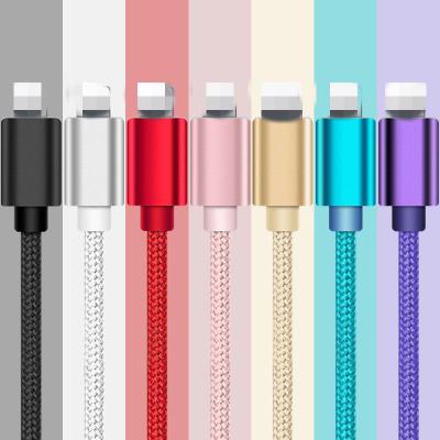 China Multi Function Nylon Braided Data Transfer Cable 3ft 1m USB Fast Charging Cable For iPhone Charger for sale