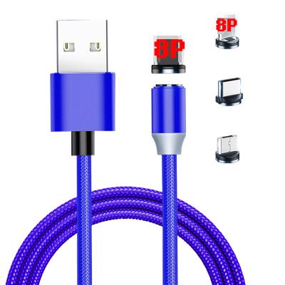 China MP3/MP4 Player New Product Wholesale 1m2m Custom Nylon Braided 3 In 1 Magnetic Charging Cable For iPhone For Huawei For Samsung for sale