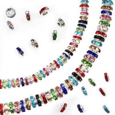 China Unisex Rhinestone Diy Jewelry Bead Spacer Jewelry Making Bracelet Mardi Gras Beads Color Diamond Big Hole Spacer Bead for sale