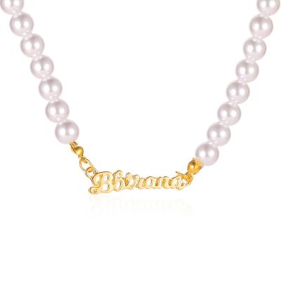 China Fashion Custom Bead Necklace Pendant Name Clavicle Chain Religious Custom Jewelry Personalized Necklace for sale