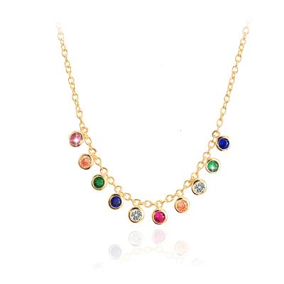 China Natural Stone Crystal Necklace Fashion Rainbow Diamond Religious String Jewelry Pave CZ Rainbow Choker Stone Necklace for sale