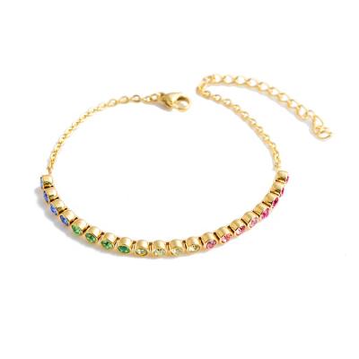 China Colorful Crystal Diamond Chain Tennis Charm Punk Jewelry Fashion Bracelet for sale