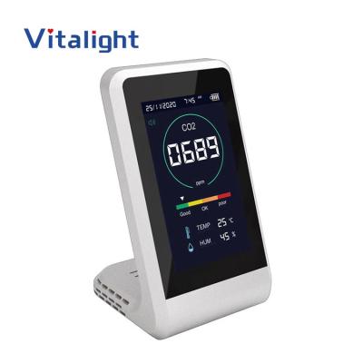 China Air Quality CO2 Test Carbon Dioxide Meter Gas Detector Temperature Humidity Usb Recharge CO2 Monitor Sensor 136.5*78*86mm for sale