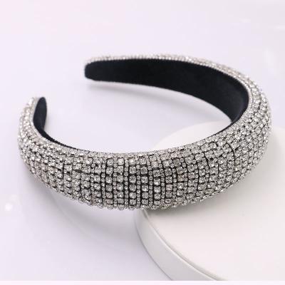 China Luxury Sponge Baroque Full Crystal Headband Fashion Headwear Colorful Diamond Hairband Trendy Hot Sale Hair Accessories Sidewall for sale