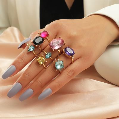 China Women's fashion jewelry 8pcs/set punk summer beach accessories ring set diamond ring TRENDY multicolor rings for sale