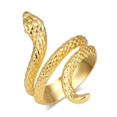 China Hiphop factory direct selling retro alloy open ring exaggerated ring snake-shaped punk wholesale for sale