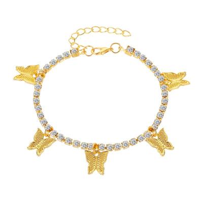 China New type FASHIONABLE interesting price temperament rhinestone alloy butterfly anklet chain anklets for women for sale