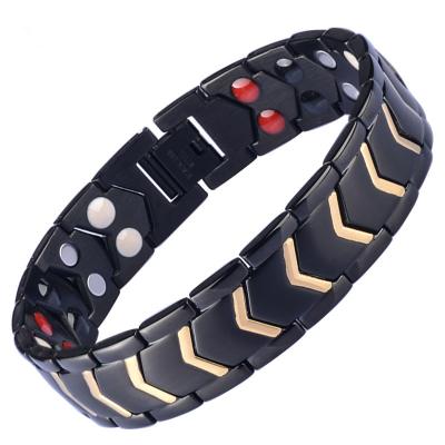 China Fashion Therapy Bangles Bracelets Fashion Titanium Healthy Energy Black V Steel Gold Bio FASHION Magnetic Bracelet For Men Gift for sale