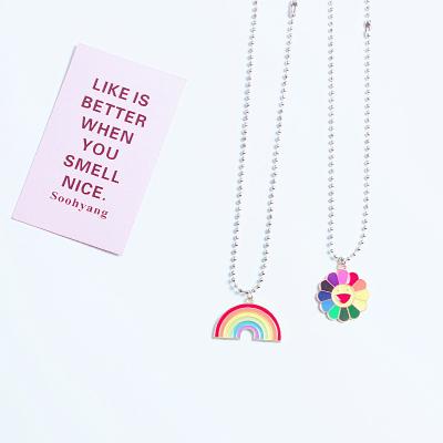 China FASHIONABLE Korean Rainbow Sunflower Designer Charms Fashion Smiling Flower Necklace Pendant for sale