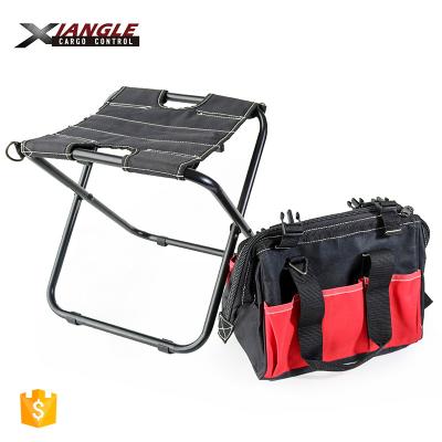 China Durable Car Open Work Packing Stool Nylon Folding Hand Chair Pocket Heavy Duty Tool Bag For Plumbers for sale