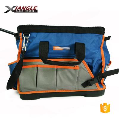 China Large Capacity Plastic Bottom Polyester Hard Bottom Heavy Duty Electrician With Shoulder Belt Tool Box Oxford Nylon Tool Bag for sale