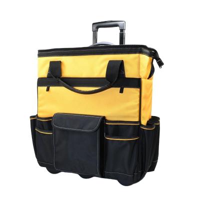 China Factory Price Large Capacity Rolling Large Capacity Storage Yellow Black Travel Trolley Tool Bag for sale