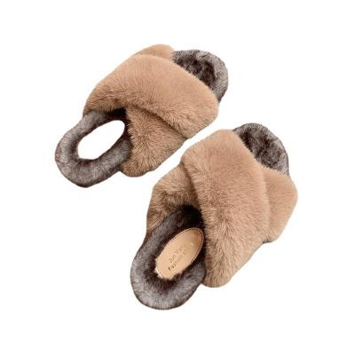 China Fashion Trend Winter Soft Indoor Outdoor Fur Slides Fur Slippers With Band For Women Shoes for sale