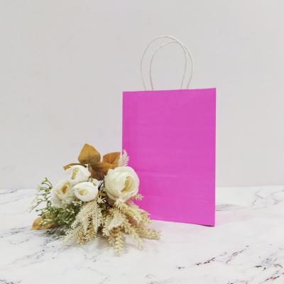 China Custom Recycled Materials OEM Customizable Pink Kraft Paper Bags Beautiful With Your Own Logo for sale