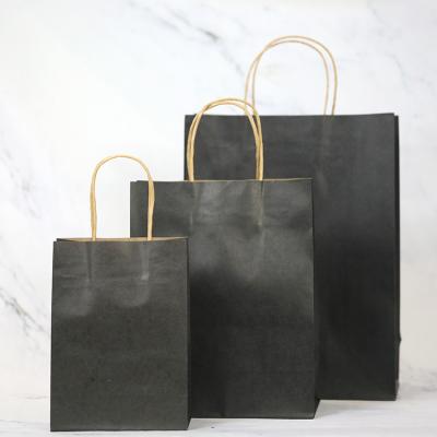 China Business& Factory Black Color Grocery Bag Handle Bag Idea Shopping Hard Paper Bag In Stock for sale