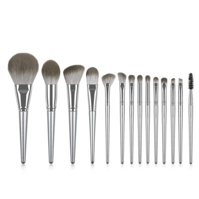 China Angular Blush Pretty Silver Makeup Brush Private Label Low Moq Highest Quality Makeup Brushes Accept Private Design Makeup Brushes for sale