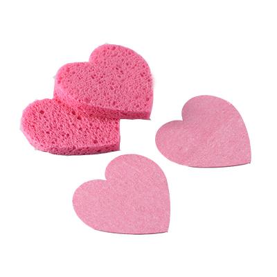 China Cute New Arrival Cellulose Sponge Heart Shape Face Makeup Remover Facial Cleansing Sponge Compressed Facial Cleansing Sponge for sale