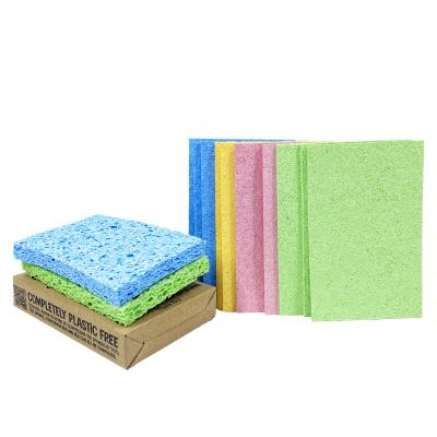 China Hot Sale High Quality Viable Cellulose Sponge Wooden Pack Custom Dry Pulp Chunks Compressed Vegetable For Kitchen Cellulose Sponge for sale