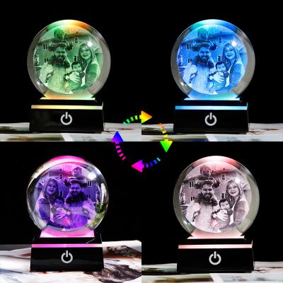 China Europe 2022 K9 Christmas Decoration Gift Light Rotating Base Led Crystal Ball Wedding Gift Box For Girlfriend Gifts for sale