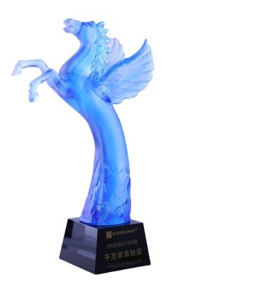 China China New Marble Creative Company Annual Meeting Souvenir Medal Solid Wood Awards Color Printed Crystal Trophy for sale