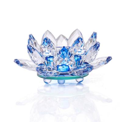 China Europe Fengshui Crystal Lotus Flower Crafts Glass Paperweight 60mm-200mm Ornaments Home Souvenir 6 Figurines Wedding Party Decor Gifts for sale