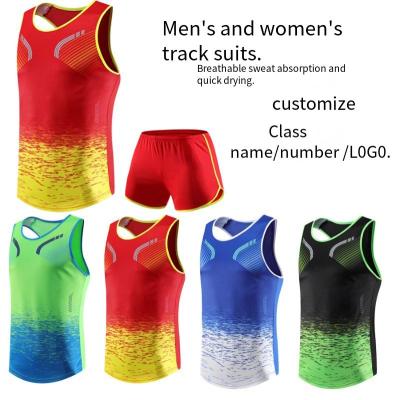 China Best Selling Breathable Tracksuit Men's Sprint Training Suit Set Women's Marathon Vest Team Shorts Long-Distance Running Uniforms for sale