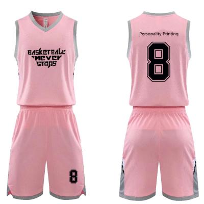 China Best Name Design Men's Basketball Tank Top Basketball Uniforms Antibacterial Custom Sublimation Male Student Competition Suit for sale