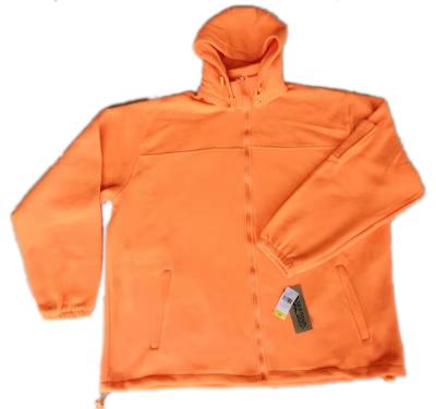 China Anti-wrinkle fluorescent orange color knitted poly fleece jacket and pant hunting set for kids boy and children for sale