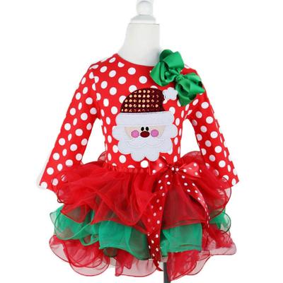 China Hot Selling Santa Dot Bow Red Princess Dress Foreign Trade Anti-static Christmas Baby Dress for Little Girls for sale