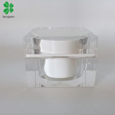 China Luxury Clear White 50g Cosmetic Jar 50g Food Grade Right Angle Cosmetic Jars Square Square Makeup Container Jar Right Angle Jar for sale