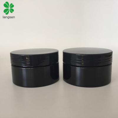 China private label 100g 100ml PET black color jar 100g/100ml 3oz plastic PET black color jar container jar with inner screw cap cap for packing cosmetic cream for sale