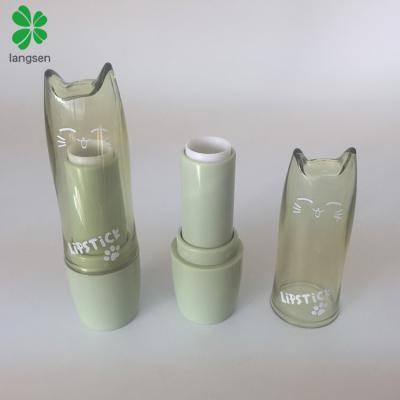 China Empty Lipstick Tube Cat Green Tea Green Tea Cat Lipstick Tube, Lovely Cute Plastic Lipstick Tube Container 12.1mm Size BPA Free for sale