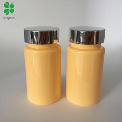 China New Design PET 100ml Plastic Yellow Capsule Pill Bottle Yellow Color 100ml 100g 3oz Capsule Pill Pill Packing Bottle Container For Medicine Packaging for sale