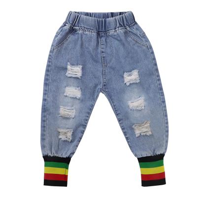 China High Quality Color Fade Proof Autumn Winter Boys Soft Distressed Hole Jeans Kids Pants Kids Trousers for sale