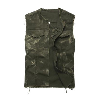 China New fashion men vest high quality comfort breathable ripped denim vest wholesale for sale